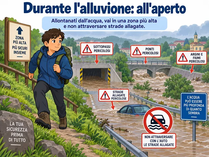 cosa fare durante lalluvione allaperto