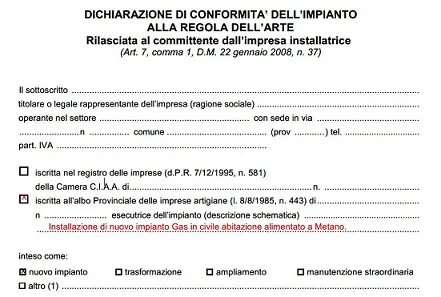 dichiarazione di conformità compravendita affitto