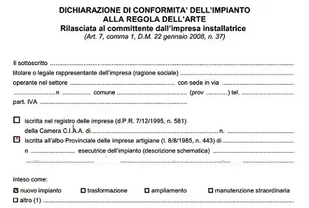 costo dichiarazione di conformità impianto elettrico